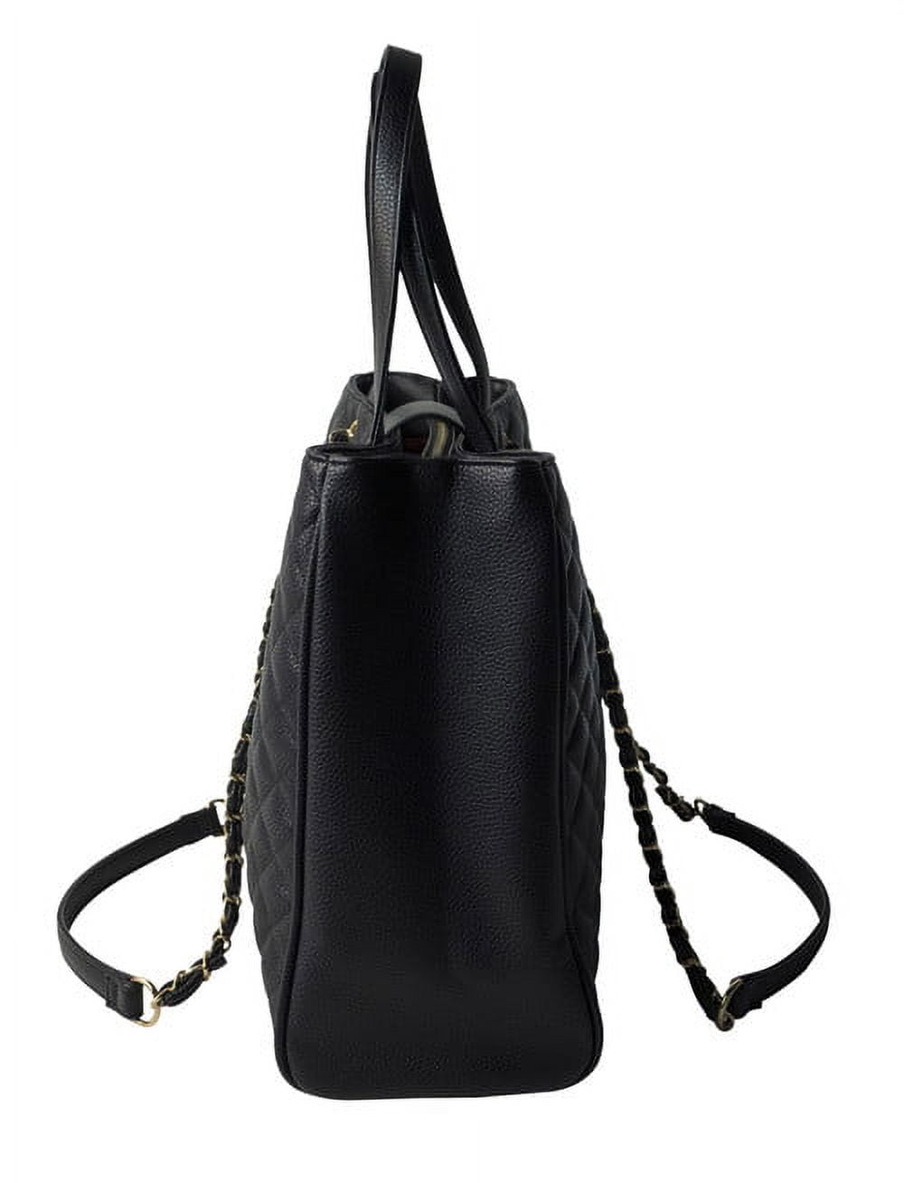 Bhumane Laptop Tote Shoulder Bags (up to 15.6 inch) Water Resistant Quilted Handbag Large Capacity with Padded Compartment Business Work Office Compatible with MacBook & Notebook (Black)