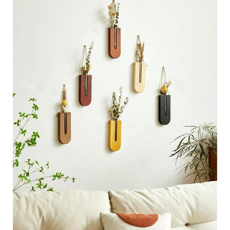 Veichin Indoor Wall Planter, Bohemia Flower Wall Vase, Propagation Station, Wooden Hanging Planter, Wall planters for Indoor Plants (U Shape/Set of 6)