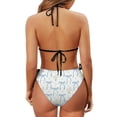 thumbnail image 6 of chaqlin Women's Halter Triangle Bikini Set - Blue Bow & Daisy Floral Print - Tie Side Quick Dry Swimwear for Beach Vacation & Pool Party, 6 of 9