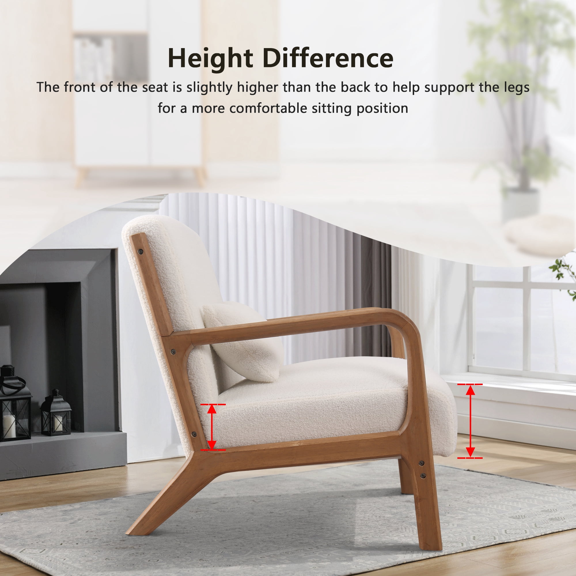 Bonzy Home Mid Century Modern Accent Chair, White
