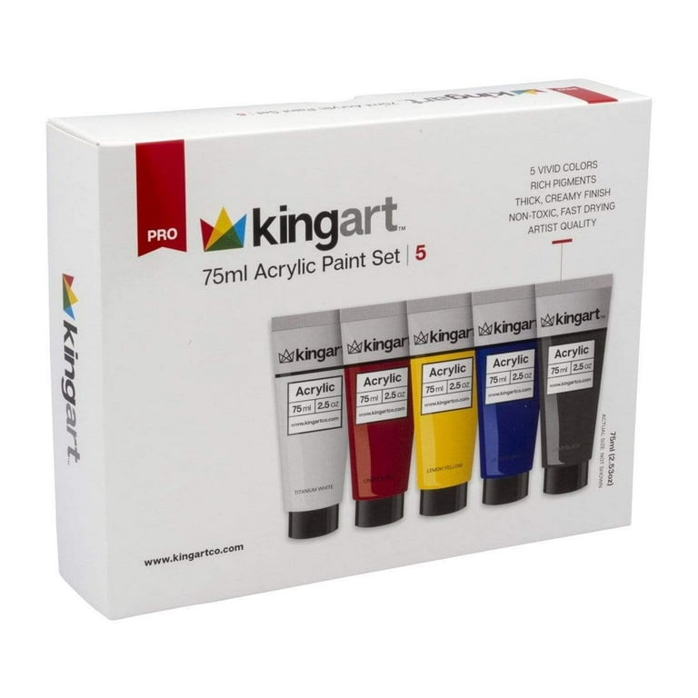 KINGART PRO Artist Acrylic Paint, 75ml (2.54oz), Set of 12 Unique Colors 