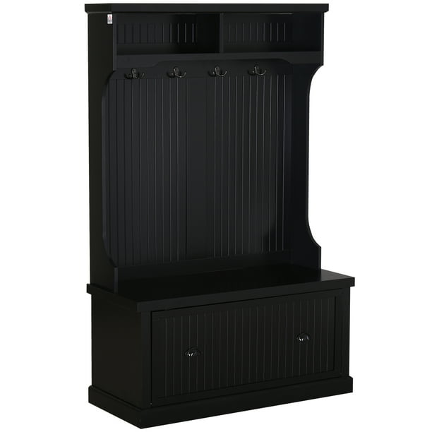 Homcom Hall Coat Shoe Storage Cupboard Corner Tree Cabinets Black Com Shoe Storage Cupboard Corner Hall Tree, Homcom 71 Hall Tree With Storage Bench And Coat Rack