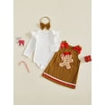 thumbnail image 4 of RUINIXCW Baby Girls Christmas Outfit Romper and Gingerbread Overall Dress Headband, 4 of 8
