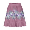 thumbnail image 6 of New Summer Arrivals SMihono Women's Summer Boho Floral Print Mini Skirt High Waist Drawstring Tiered Skirts Summer Ruffle Skater Pink 14, 6 of 7