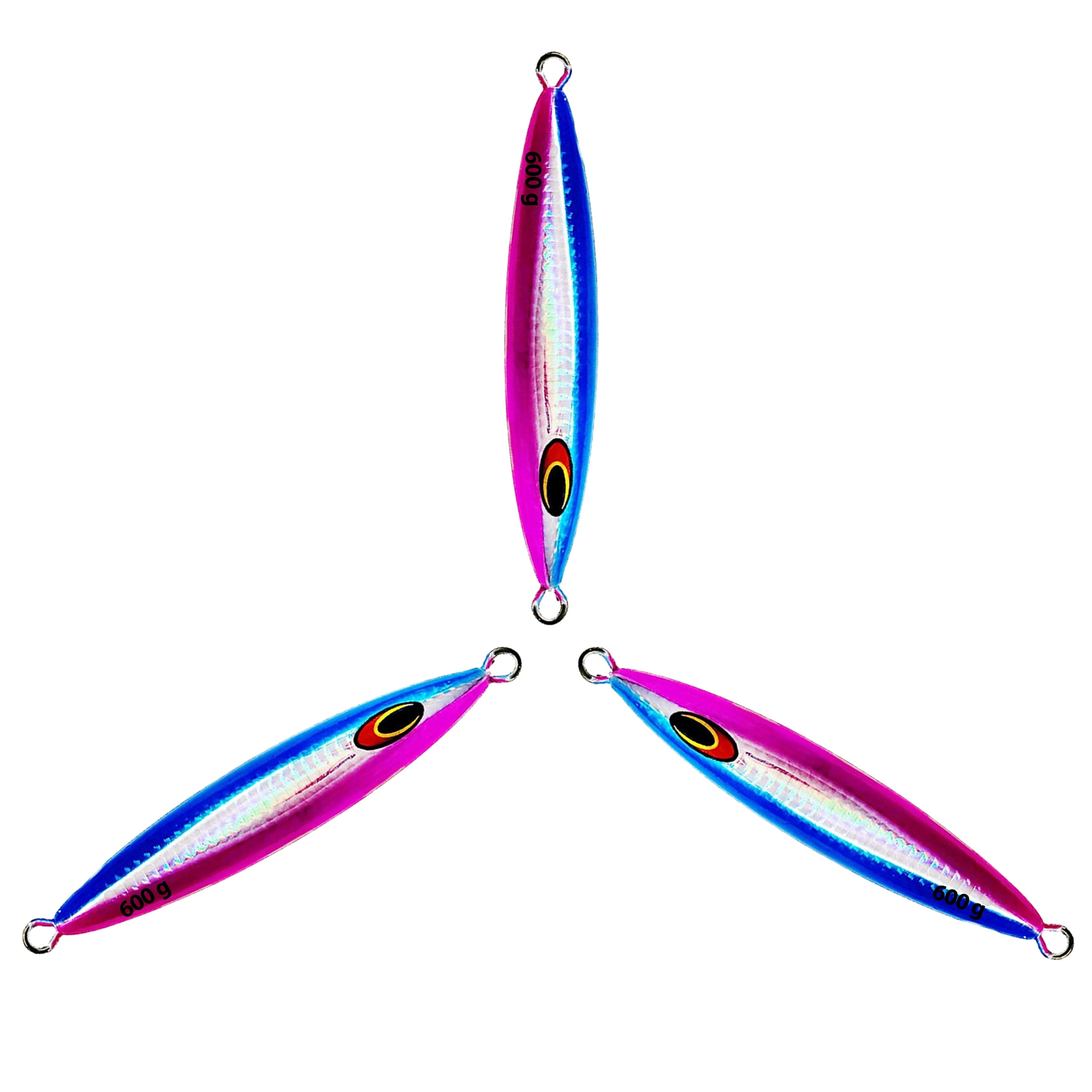 7" Tuna Jig 600g,3 Pcs Blue Pink Zebra Glow Saltwater Fishing Lures, Fishing Gear & Tackle, Tuna Fishing Jig