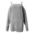 thumbnail image 5 of Arlun Womens Long Sleeve Cold Shoulder Sweaters Fall Winter Outfits 2026 Cable Knit Trendy Loose Comfortable Solid Color Pullover Oversized Drop Shoulder Plus Size Tunic Tops Grey L, 5 of 5