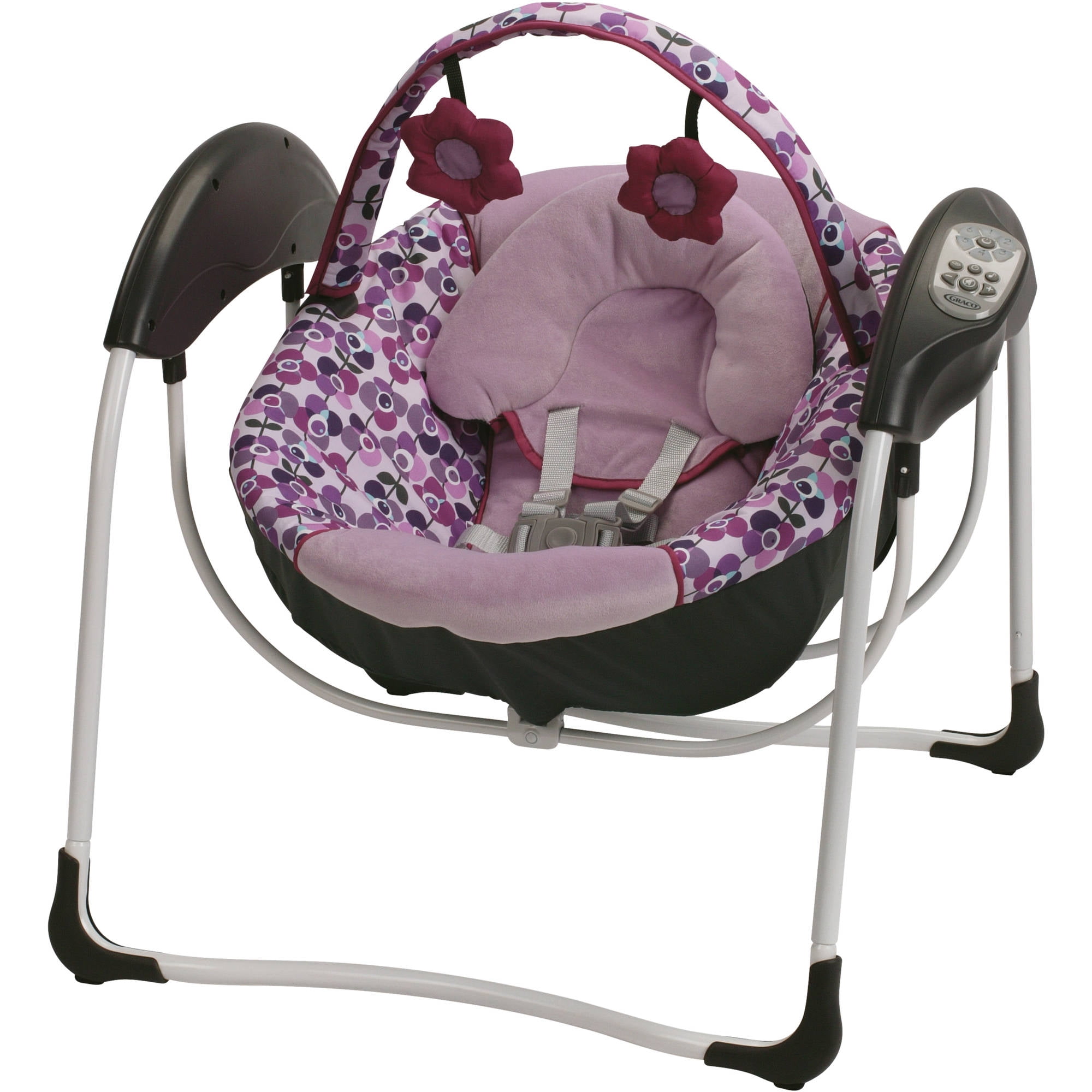 graco swing purple flowers