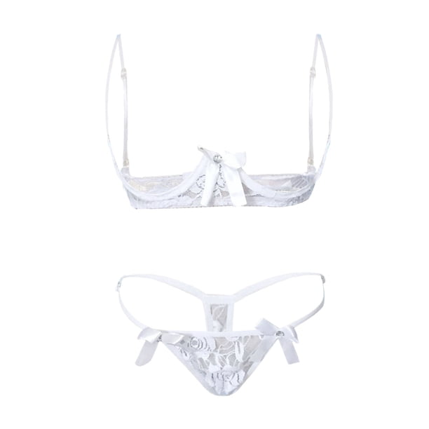 Gibobby Conjunto de lencería Lencería para Mujer, Lencería Sexy para Mujer, Conjunto de Lencería a Juego Transparente(Blanco, XXG)