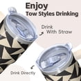 thumbnail image 4 of 20oz Stainless Steel Travel Tumbler with Handle, Geometric Texture Double Wall Insulated Coffee Mug Leak-Proof and Straw, 4 of 5