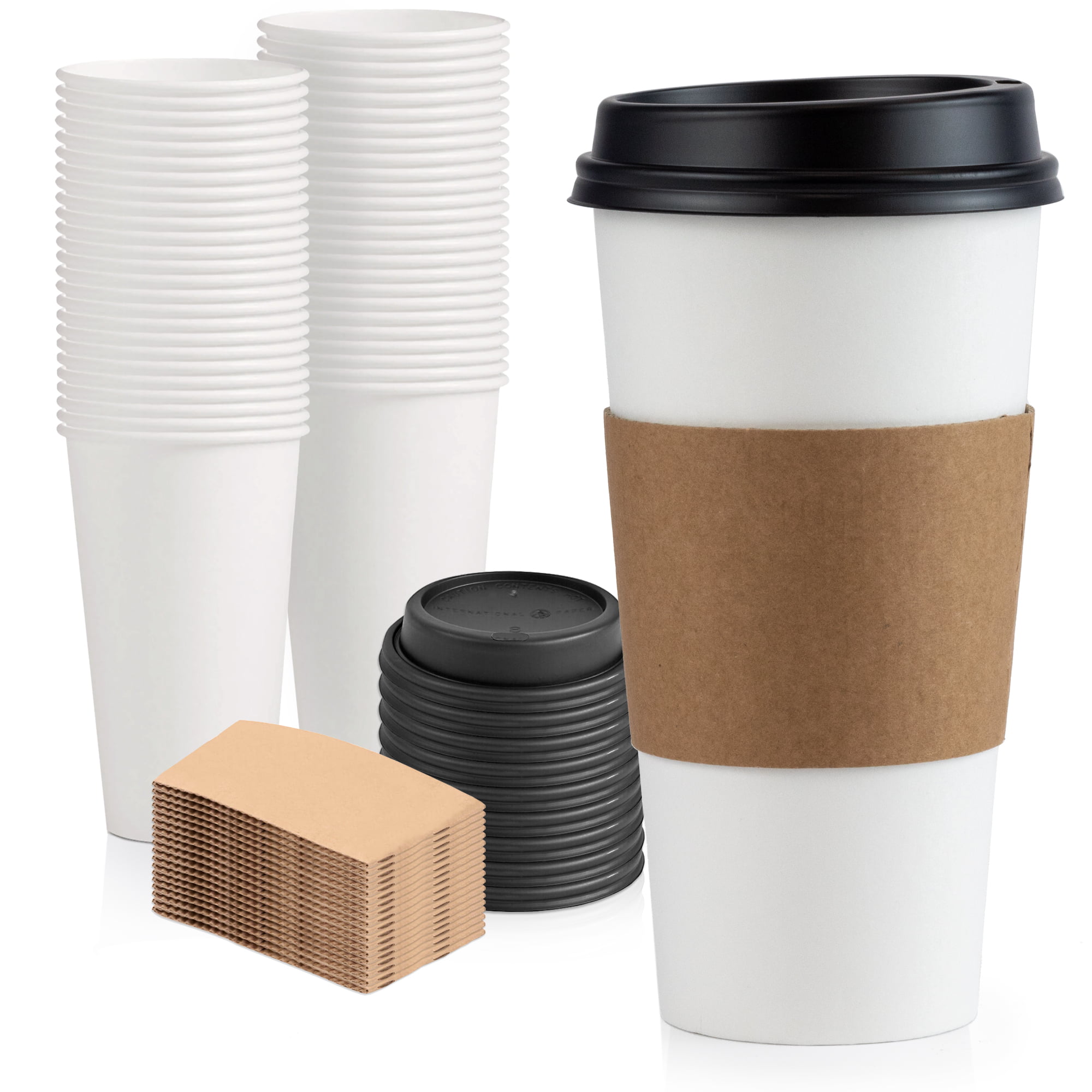 Eco Friendly Poly Paper Disposable Hot Tea Coffee Cups 50 Pack 10 Oz No Lids 