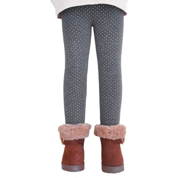Children Girls Leggings Kids Warm Thick Fleece Lined Skinny Pants Print Stretchy Warm Leggings