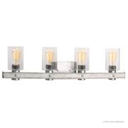 Urban Ambiance Luxury Farmhouse Bath Fixture, Size: 8-1/2H x 32-7/8W, with Urban Industrial Style Elements, Galvanized Steel Finish, UHP2487