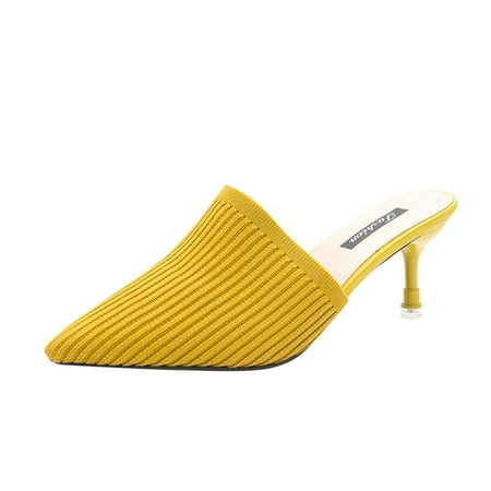 

TOYFUNNY Womens Shoes Stiletto Solid Color Baotou Stiletto Sandals (With Shoe Box)