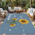 thumbnail image 2 of Haze Blue Sunshine Sunflower Outdoor Rug for Patio/Deck/Porch, Non-Slip Large Area Rug 5 x 7 Ft, Pastoral Bees Farmhouse Floral Indoor Outdoor Rugs Washable Area Rugs, Camping Rug Carpet Runner, 2 of 8