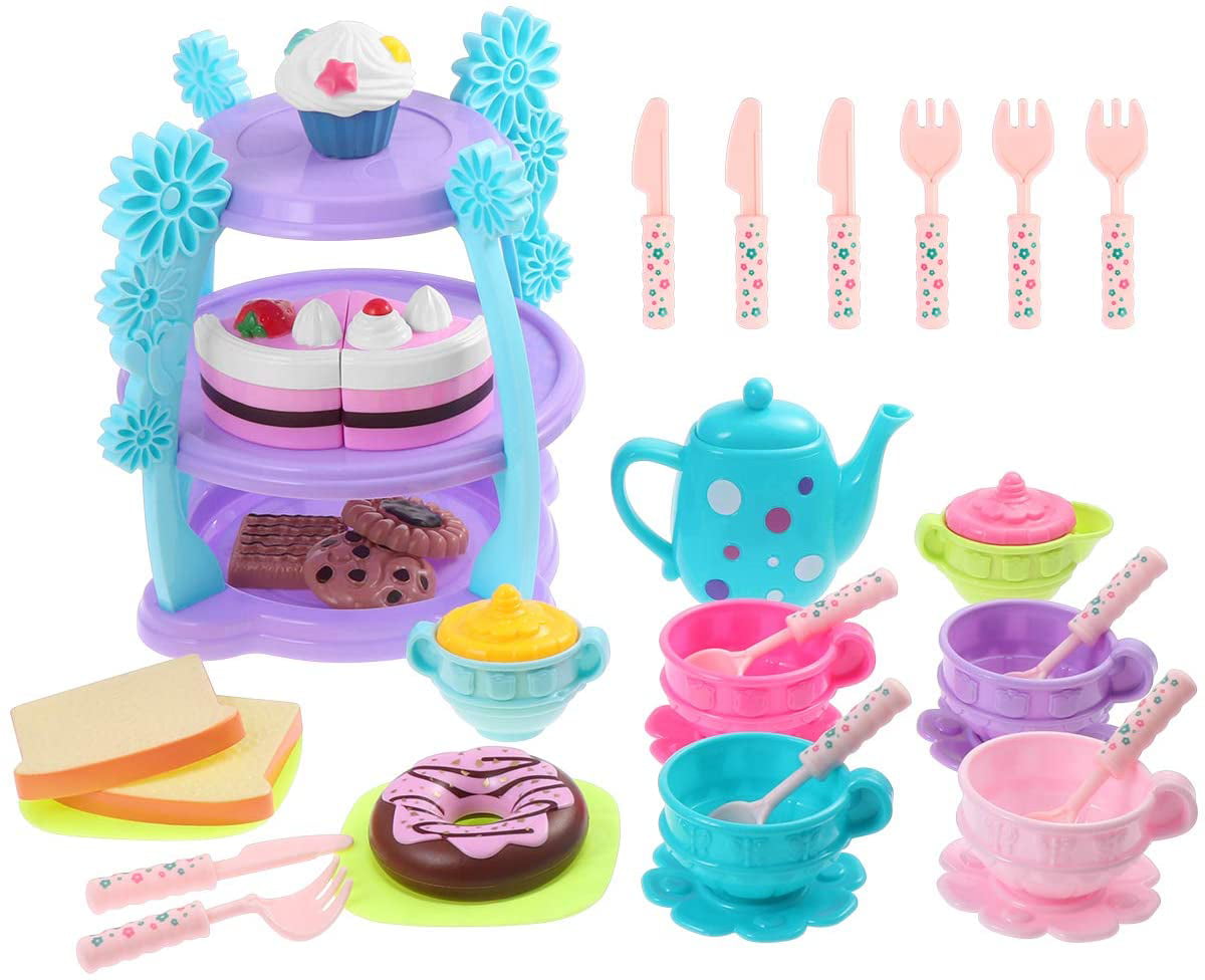 Tea Party Cookie Food Play Set Tea & Treats For 2 Kids Girls Boys Gift Set 