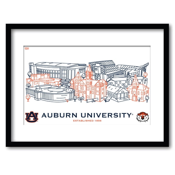 Auburn Tigers 11" x 14" Framed Campus Wall Art Collage