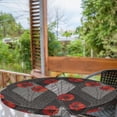 thumbnail image 2 of Ambesonne Poppy Fitted Round Tablecloth, Boho Abstract Flowers Neutral, 36"- 40" Diameter, Dark Coral Pale Grey, 2 of 5
