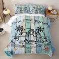 thumbnail image 2 of Castle Fairy Beach Camper Art Quilt King,Adventure Theme King Coverlet Set for Bedroom,Blue White, 2 of 7