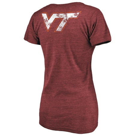 Women's Fanatics Branded Maroon Virginia Tech Hokies Slab Serif Space Dye Tri-Blend V-Neck T-Shirt