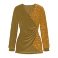thumbnail image 5 of Laqbezok Elegant Wrap V Neck Sequin Velvet Long Sleeve Blouse, Women's Asymmetric Hem Sparkly Party Top, Shimmering Evening Gala Outfit, 5 of 6