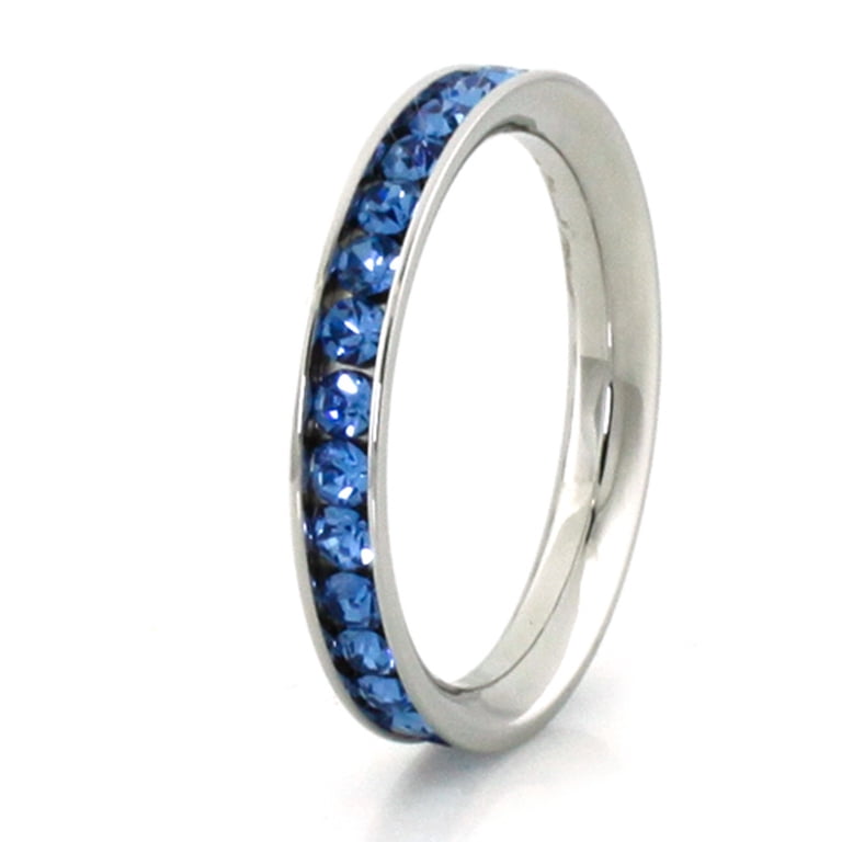 Ring Blue Shapphire color Stainless steel Stainless Steel Eternity 3 mm Ruby & Blue Sapphire Color  main image 3