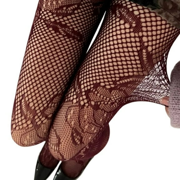 Aellinatey Classical Lace Flower Fishnet Stockings High Waist Tights Pantyhose for Women