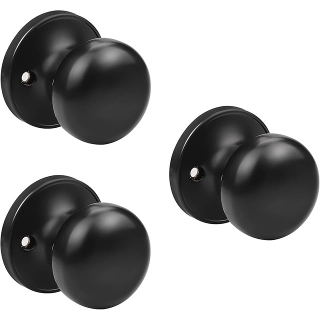 Matte Door Knob Passage Function Passage Door Knob for Hall and Closet Door Lockset NonLocking Round Ball Doorknob Colonial Style Door Handle Knob Left and Right Open