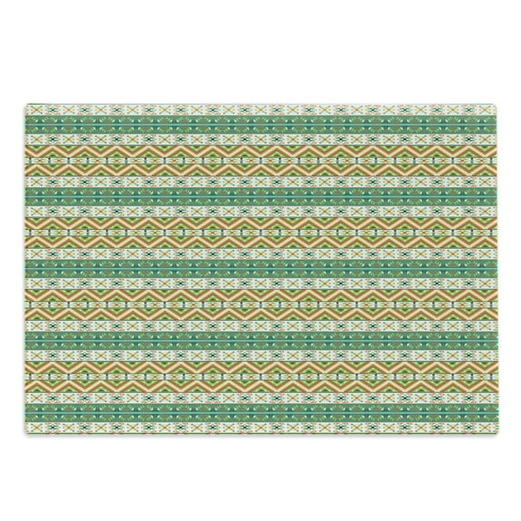 Colorful Cutting Board, Colorful Local Motif Pattern Print, Decorative Tempered Glass Cutting and Serving Board, Large Size, Pistachio Green Orange, by Ambesonne