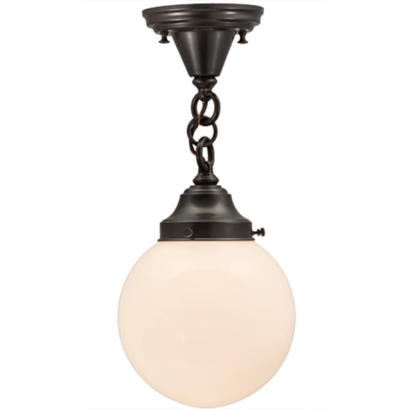 Meyda Tiffany 165492 Revival Schoolhouse 8" Wide Semi-Flush Globe Ceiling Fixture - Brown