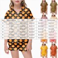 thumbnail image 3 of KPOPLK Girls Satin Silk Sleepwear Outfit Halloween Short Sleeve Button Down Pajamas and Shorts 2Pcs Jammies,Size 6-7 Years, 3 of 5