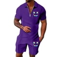 thumbnail image 2 of Short Sets for Men Short Sleeve Quarter Zip Polo Shirt and Shorts 2 Piece Matching Set Mens Summer Outfits, 2 of 4