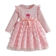 thumbnail image 3 of Girls Easter Dress Long Sleeve Bunny Print Dress Tulle Midi Dress Spring Dress Girls Size 4-5 Years Clothes, 3 of 7