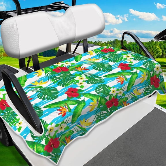 Tropical Floral Golf Cart Seat Covers, Universal Fit for EZGO, Club Car, Yamaha 51"x31", 2 Passenger Golf Cart Seat Protector, Durable Washable