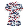 thumbnail image 4 of Gamivast Scrubs for Women Patriotic Flag Print Short Sleeve Nursing Scrubs V-Neck Moisture Wicking Quick-Dry Scrub Tops Pocket Modern Fit Workwear, 4 of 5