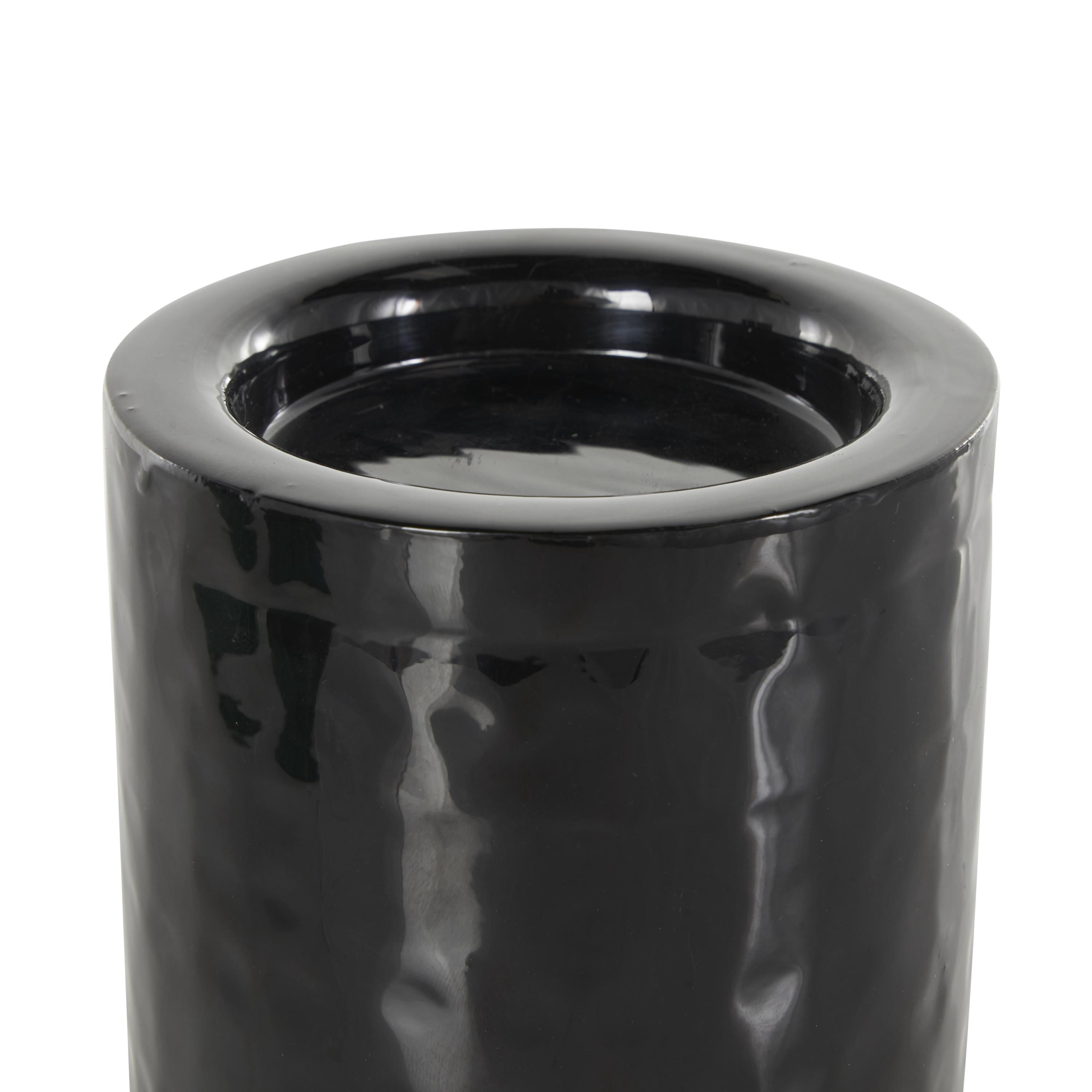 DecMode 3 Candle Green Metal Colorblock Candle Holder with Paint Streak Designs, Set of 3