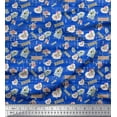 thumbnail image 1 of Soimoi Blue Georgette Viscose Fabric Floral & Letter Vintage Print Fabric by the Yard 42 Inch Wide, 1 of 3