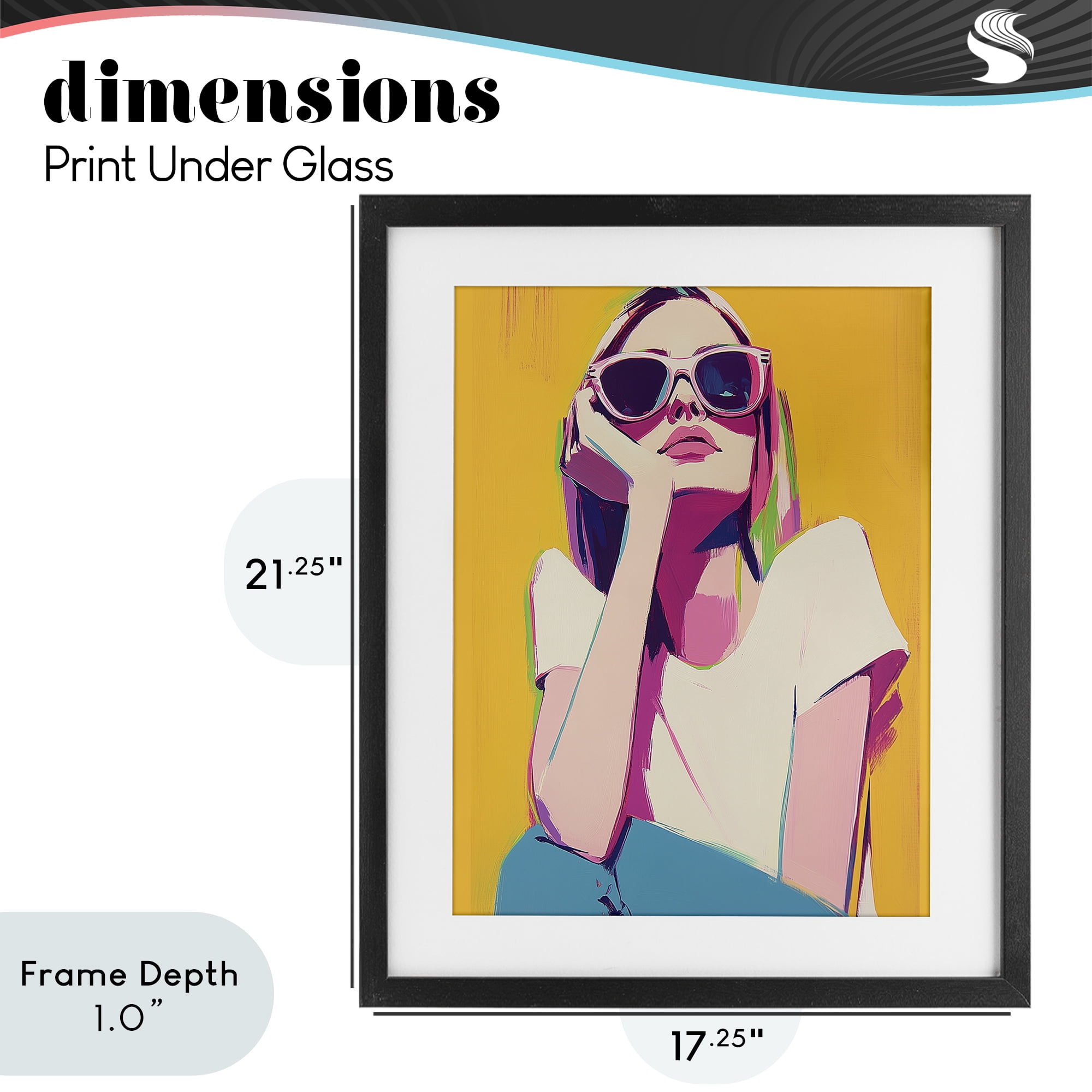 Stupell Industries Chroma Shades Girl Black Framed Print Under Glass, design by Walker Noble