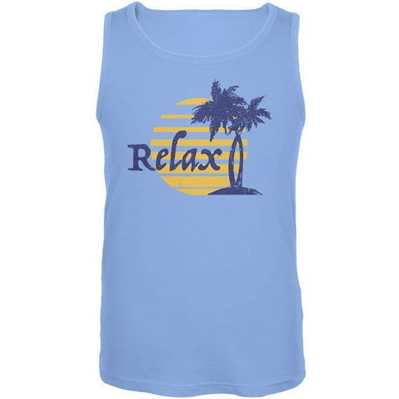 Summer Sun Relax Palm Tree Mens Tank Top Carolina Blue LG