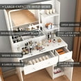thumbnail image 6 of SUGIFT White Vanity Desk with Lighted Mirror, Makeup Table with Charging Station, Large Vanity Set with 3 Storage Compartments for Bedroom, 6 of 10