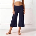 thumbnail image 4 of Bmisegm Girls Pants Waist Pleated Yoga Pure Color Wide Leg Loose Casual Cropped Capri Girls Trousers for Comfortable Play Age 5-14 02_Dark Blue,5-6 Years, 4 of 6