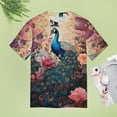 thumbnail image 5 of Pavos Reales Y Flores T-Shirt O Neck Retro Print Big Size T-Shirts Short Sleeve Tees Womens Pretty Design, 5 of 5
