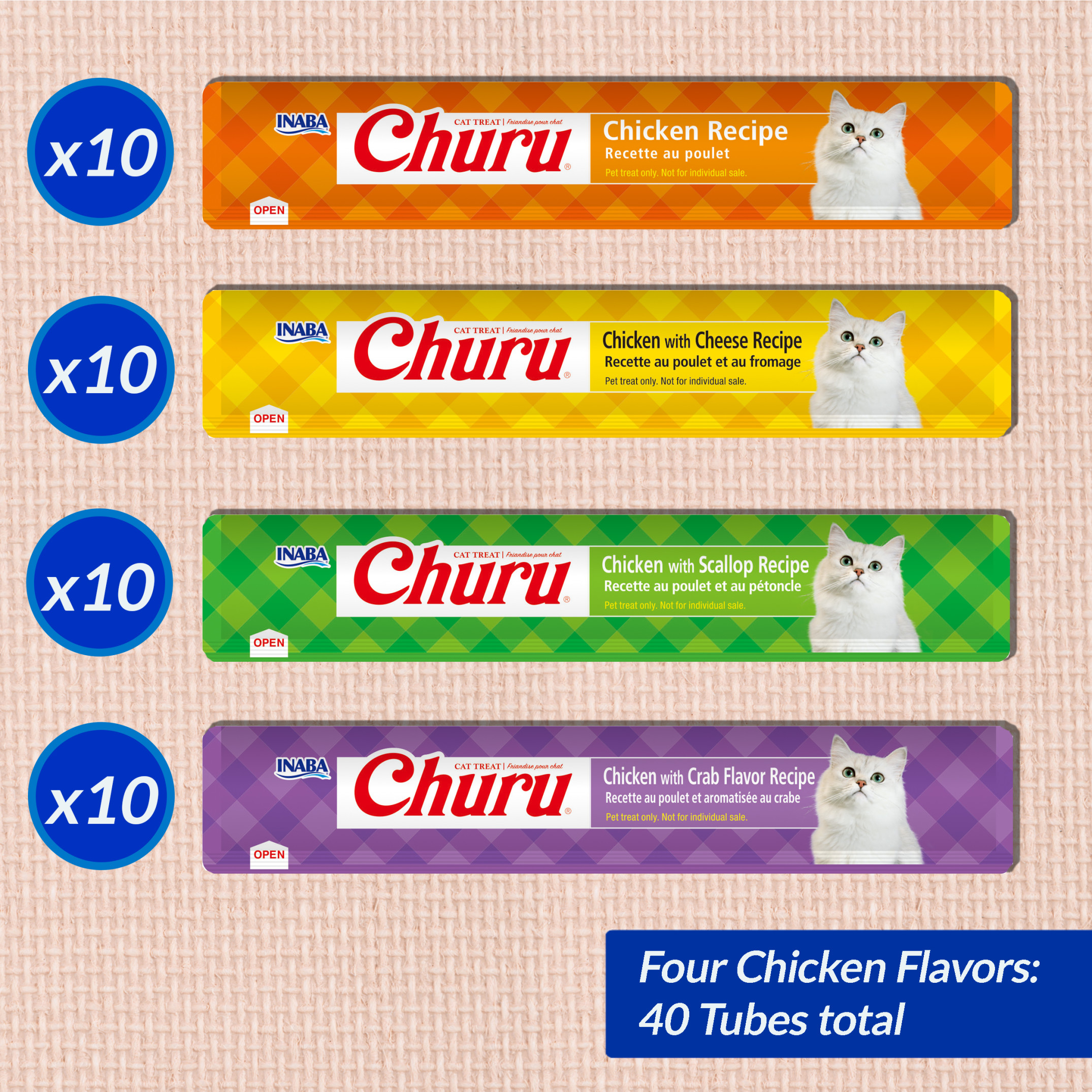 Inaba Churu Creamy Cat Treats, Chicken Variety, 40 Tubes photo 3