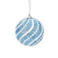 thumbnail image 1 of Bolas navideñas livianas Methold de 8 cm con encaje de perlas azul, 1 of 6