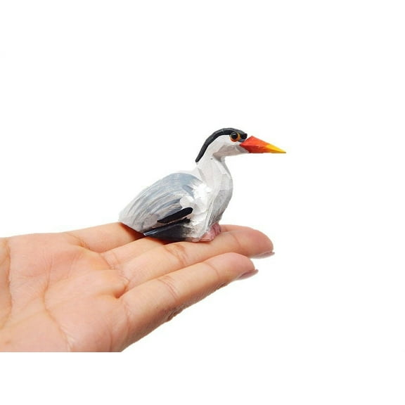 Stork Crane Heron Figurine Statue Baby Shower Decor Art Miniature Wood Carving Sculpture Small Animal