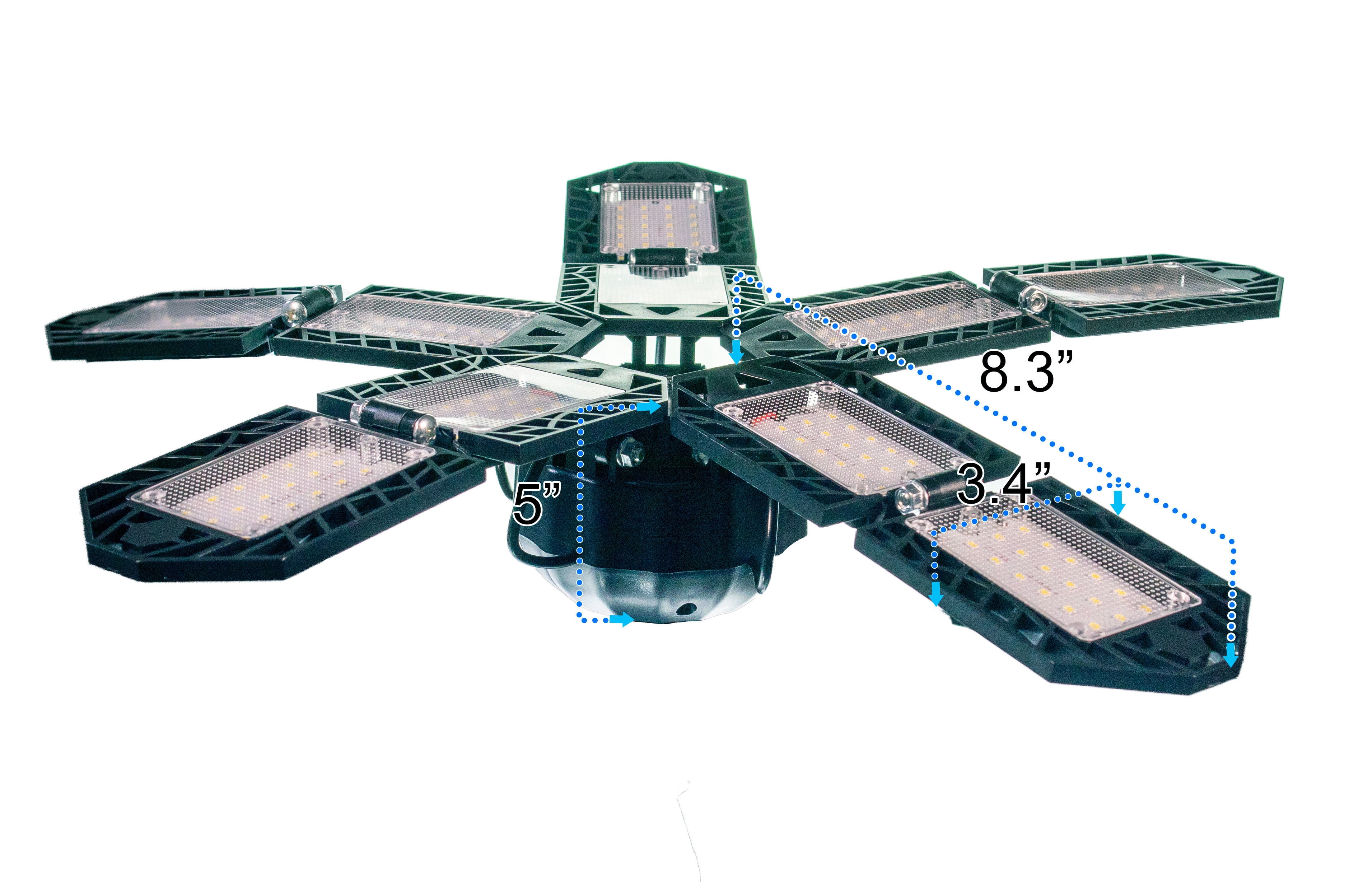 10 Leaf Garage Led Light Bulb 60W LED w/ Adjustable Aluminum Panels, 256 LEDs, E26/E27 6000K - 7200LM Ceiling Fixture for Basement Warehouse Workshop Home