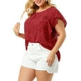 thumbnail image 4 of Agnes Orinda Women's Plus Size Round Neck Ruffled Short Sleeve Chiffon Blouse, 4 of 6
