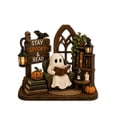 thumbnail image 2 of PoyoKee Ghost Reading Halloween Decorations, Ghost Reading Book Shelf Decor Spooky & Cute Stuff, Wooden Halloween Decor for Indoor Bedroom Fireplace, 2 of 8