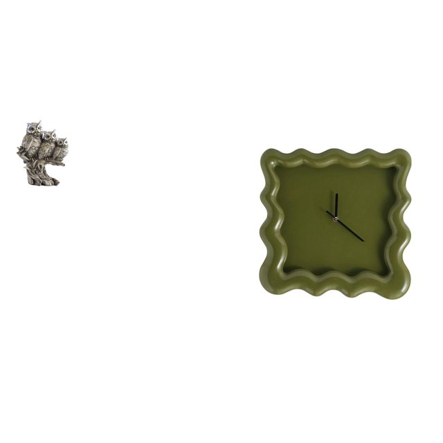 Escultura de búho, adorno de mesa para sala de estar, oficina, gabinete, decoración con reloj de pared cuadrado silencioso y preciso, decoración colga