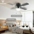thumbnail image 3 of 42 Inch Ceiling Fan Traditional: Flush Mount with LED Light - Pull Chain Control- Dual Finish Blades - Reversible for Bedroom, Office, Living Room（Matte Black）, 3 of 7
