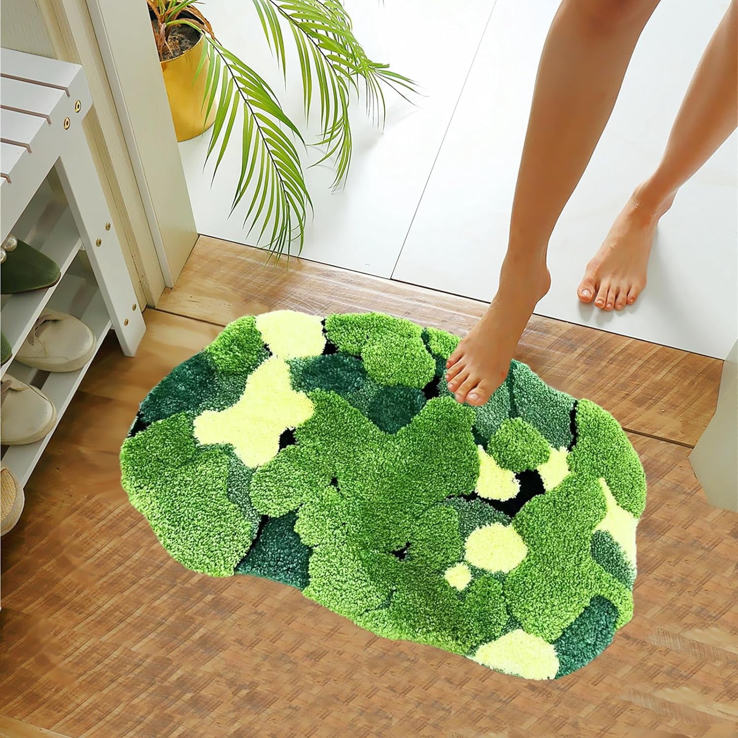 Ukeler Cute Moss Bath Mat for Bathroom, Absorbent Non Slip Boho Bathroom Rugs, Soft Shag Floor Mat Water Absorbent Funny Bath Rugs for Bathroom, Sink, Tub, Toilet, Entry Way 31"×20"